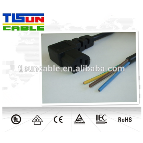 3FT 2IN Blunt Cut to IEC-320 C-13LA Computer Power Cord 18/3 SJT CEE